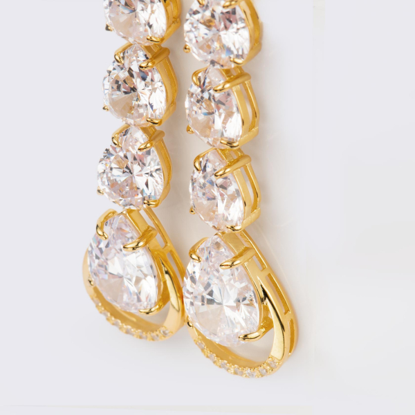 Jacques Lemans SE-O210B Damen Ohrringe Ohrstecker Sterlingsilber vergoldet mit White Topaz
